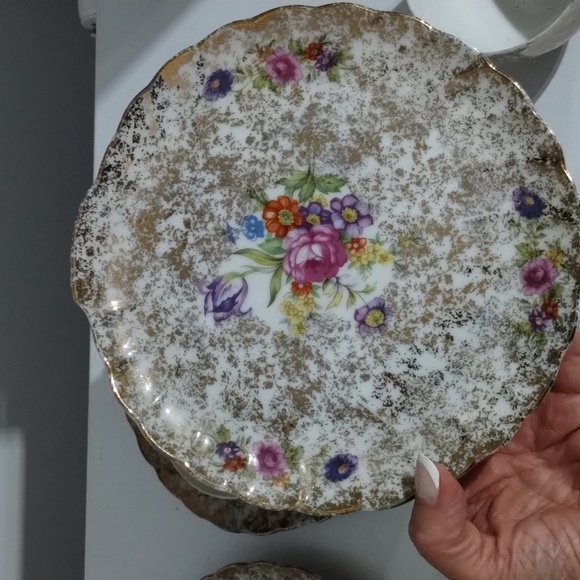 Fred Roberts place set of 4 China tea set scalloped edge floral print delicate - Picture 8 of 9